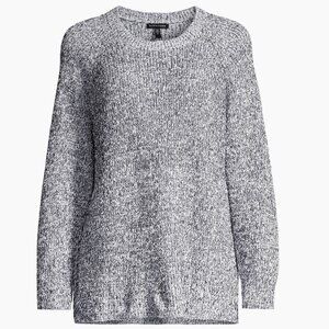 Eileen Fisher Oversized 100% Cotton Crimp Crewneck Sweater Top Gray Medium M